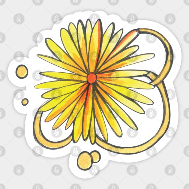 Yellow flower Sticker by CréaTiff